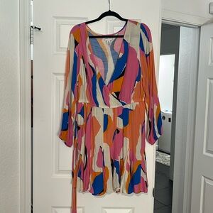 Multicolored Flowy Mini Dress with Pockets!